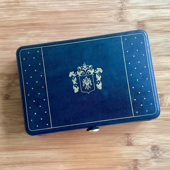 Vintage Black Gold Leather Red Velvet Men's Jewel Box Valet Station Travel Case - Picture 1 of 13